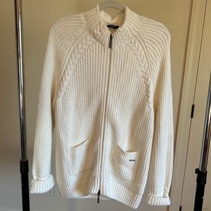 Saint James White Zippered Cardigan